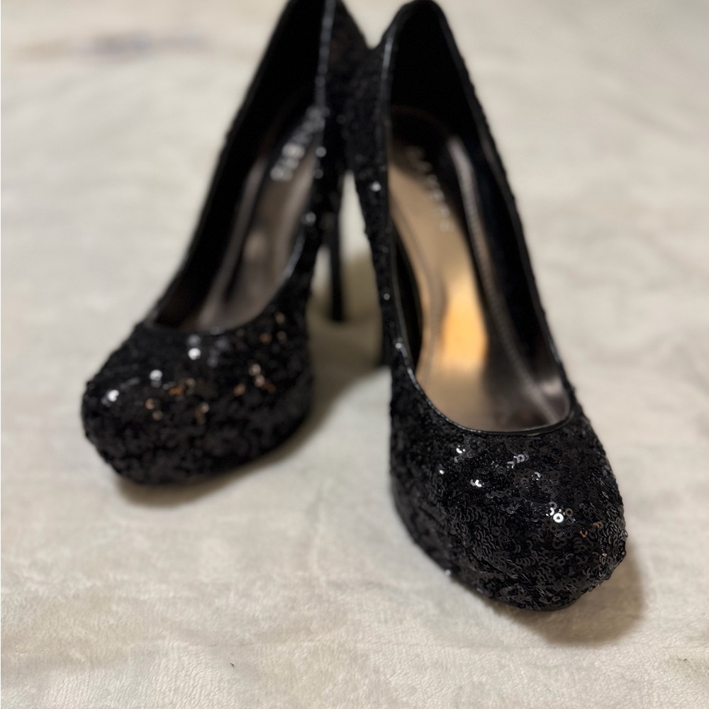 Bakers Black Sequin Heels